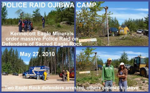 Sacred Eagle Rock,Eagle Rock,Big Bay,Michigan,police raid,Native Americans,American Indians,Native American,American Indian,Indigenous,federal treaty,federal treaties,Ojibwa,Sault Ste. Marie Band of Chippewa,Chippewa,Indians,Kennecott Eagle Minerals,Kennecott Minerals,Rio Tinto,environment,sulfide mine