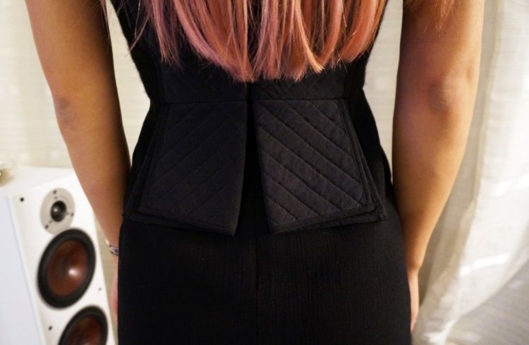 Sportmax neoprene navy blue dress, pink Crazy Colour hair, Euriental