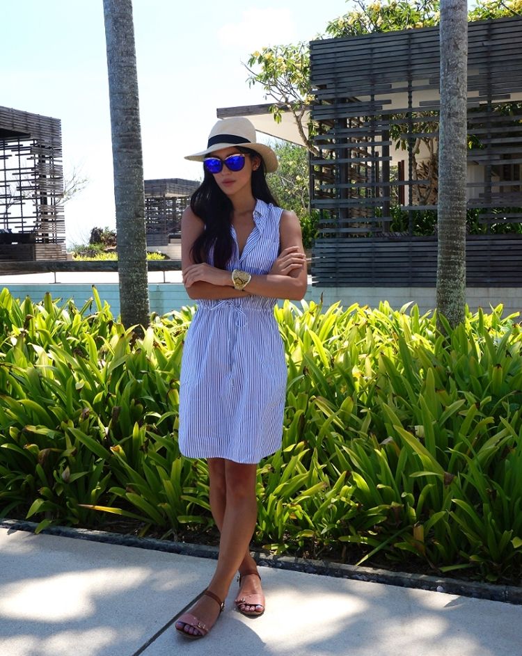 Euriental | fashion & luxury travel | Banana Republic striped dress, Diesel sunglasses and H&M hat