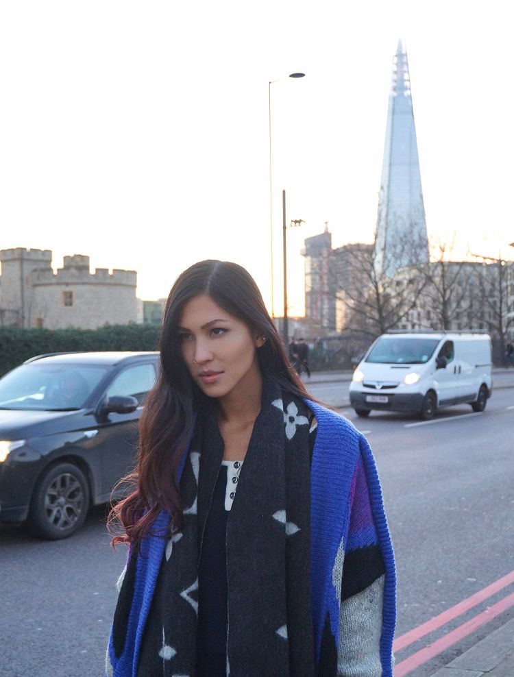 Euriental || fashion & luxury travel || vintage cardigan & Louis Vuitton scarf in London