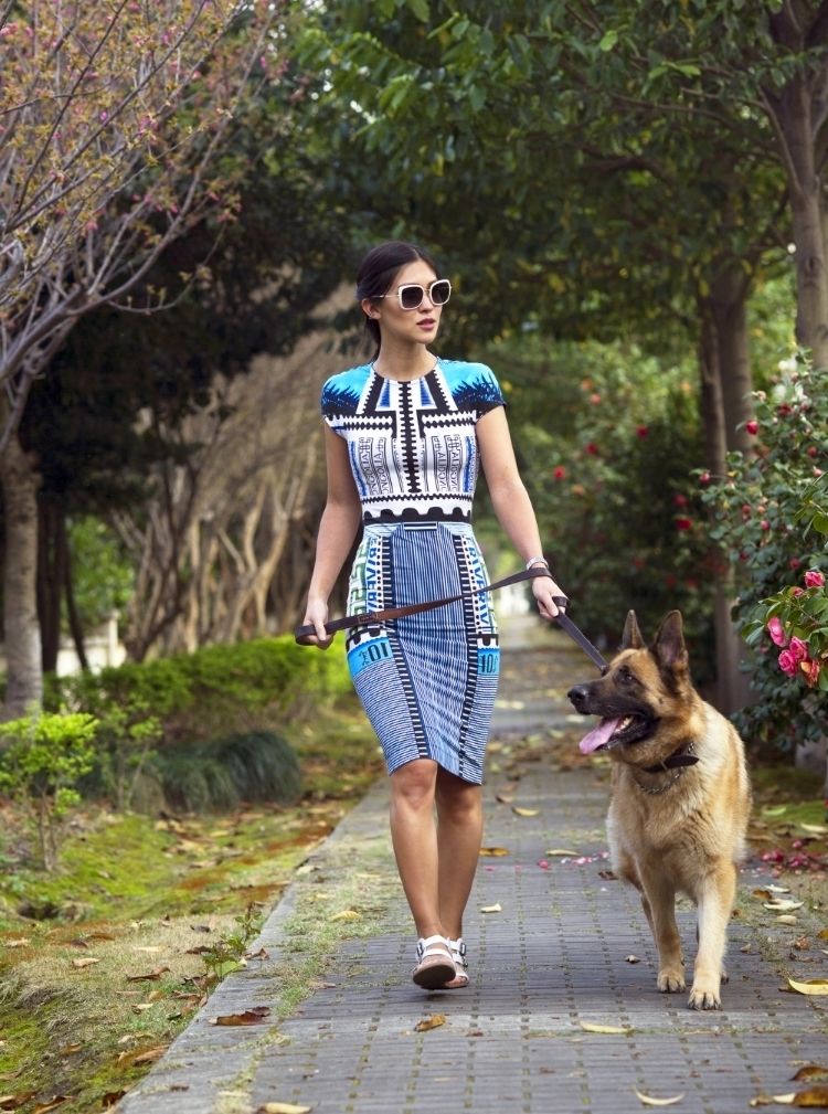 Euriental | fashion & luxury travel | Shanghai photo diary, walking the dog in Mary Katrantzou