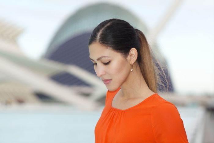 orange and black playsuit, Lola and Grace earrings, Euriental