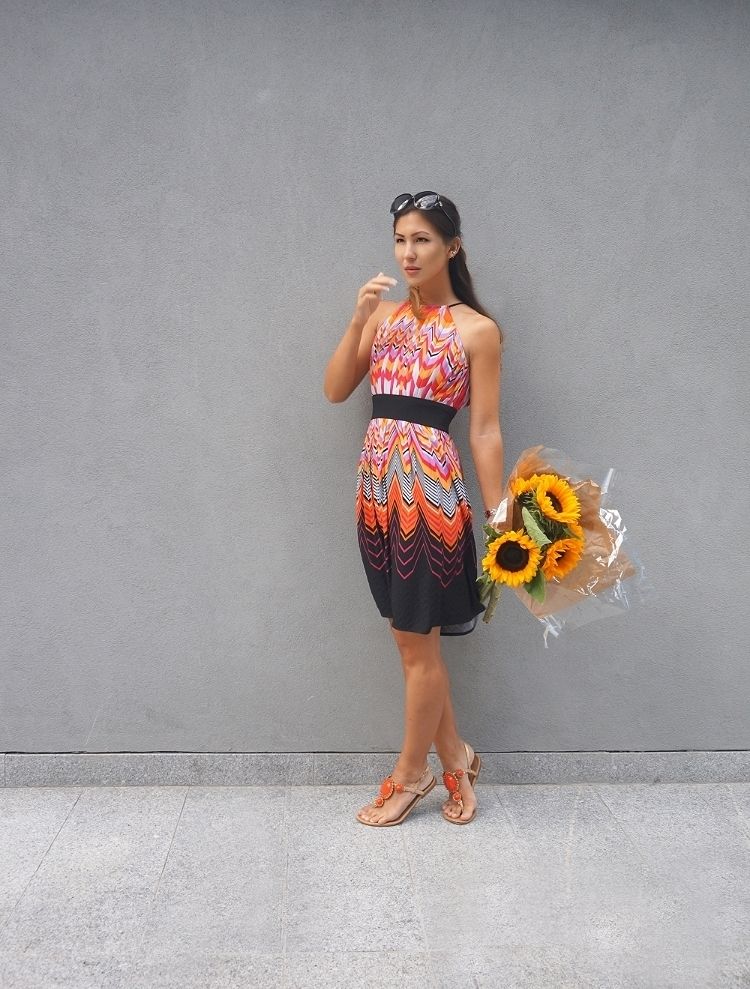 Euriental | fashion & luxury travel | zig zag orange & black dress and BCBGeneration orange sandals