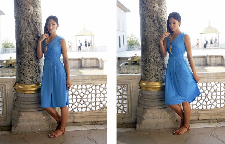 Euriental - London fashion & travel blogger, wearing Maxmara blue dress and OVS sandals.