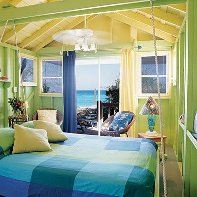 Blue Master Bedroom Decorating Ideas on Fun  Cool Beach Cottage Style Tropical Bedroom In Blue  Green And