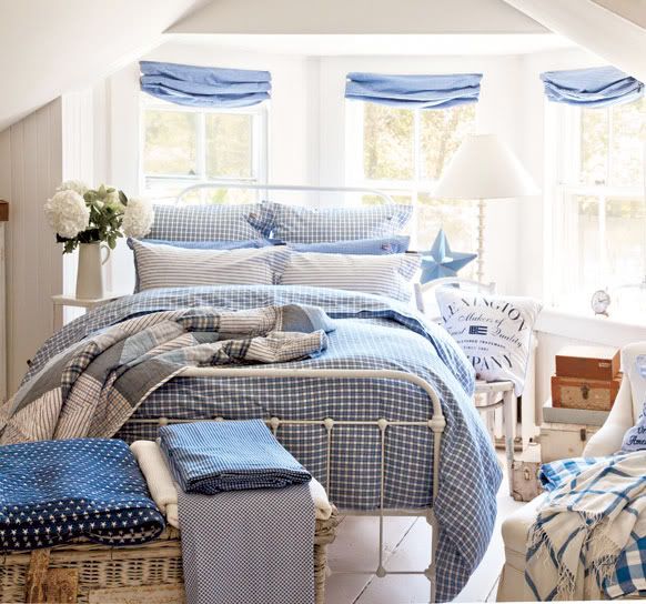 Ralph Lauren Blue and White Bedroom