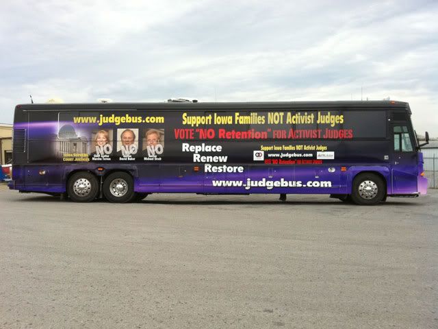 Judge bus, The "judge bus" crossing Iowa for the National Organization for Marriage and the American Family Association Action; Rick Santorum and Steve King to lead tour