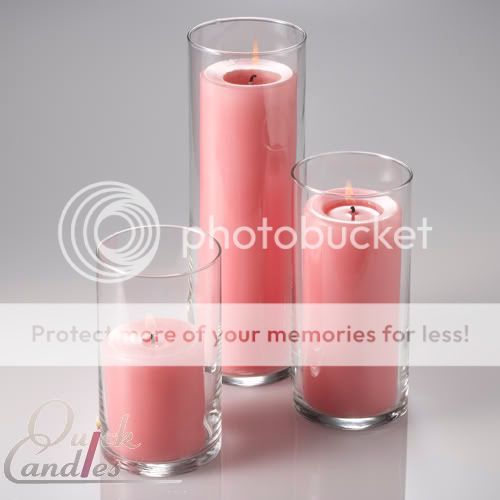 Cylinder Vases & 3 Pillar Candles Wedding Centerpiece  