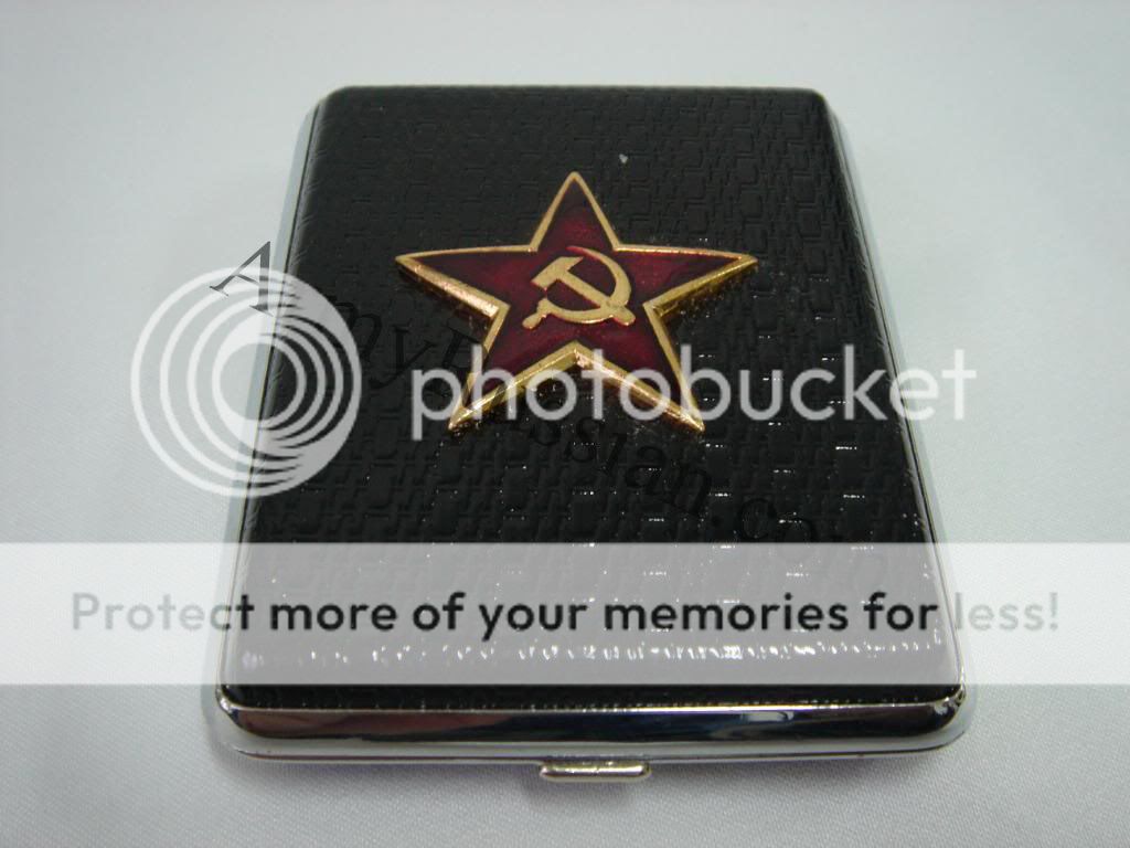 Black Сigarette Сase Cigar Holder USSR Red Star Tobacco  