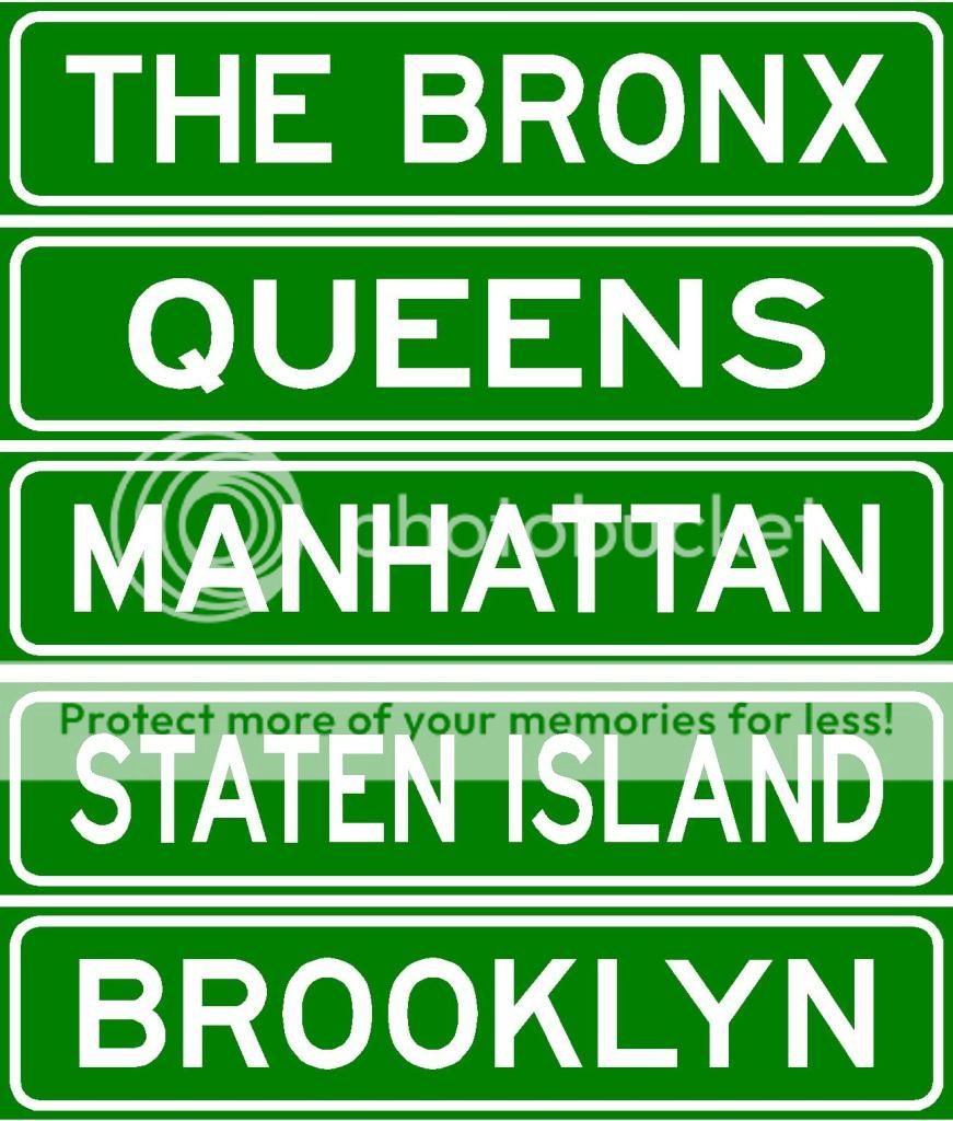 New York Burough Signs Brooklyn Bronx Queens